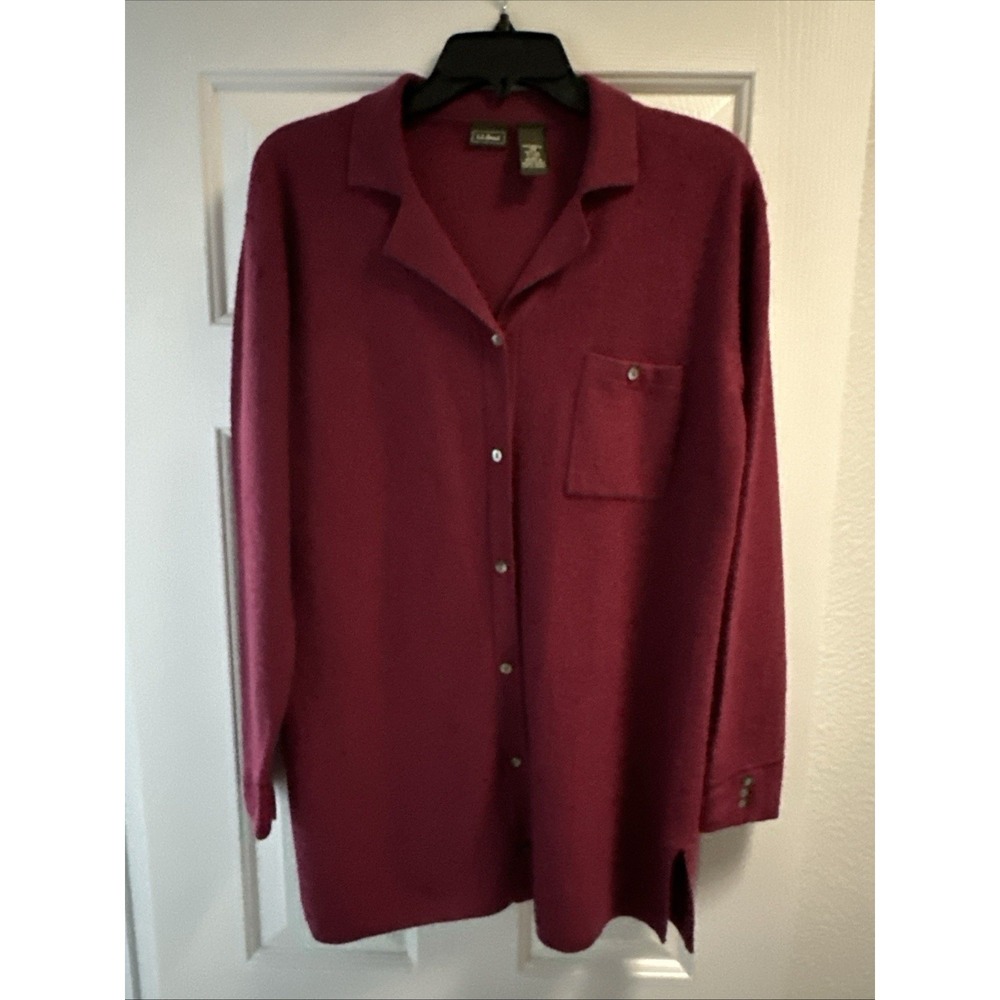 Vintage‎ 90s L.L.Bean Women's Burgundy Wool Cardigan Button